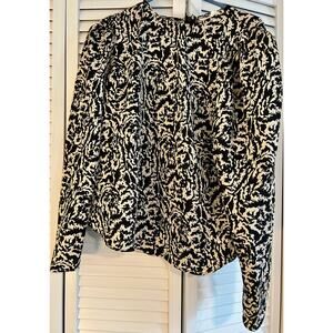 H&M Abstract Print Blouse Black Cream – Size M